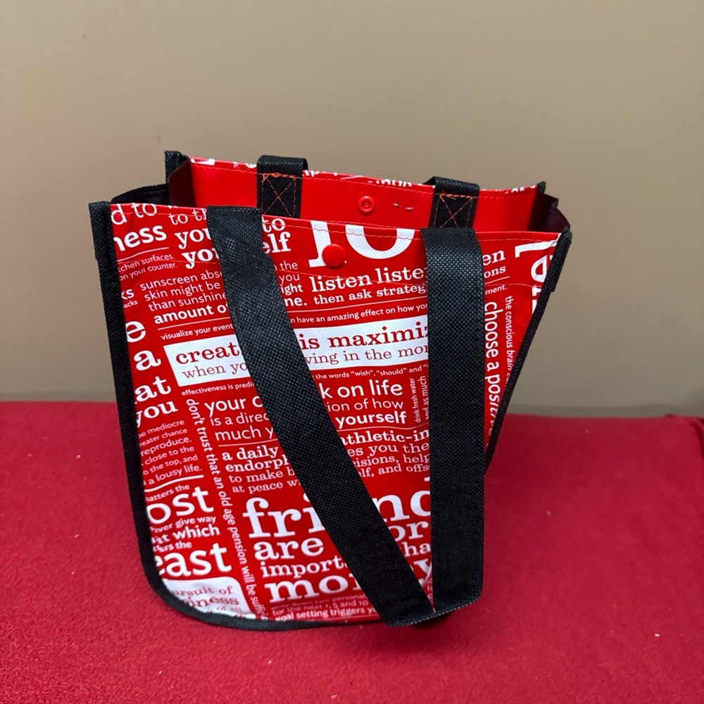 Lululemon Reusable Small Shopping Tote Bag Red White Black 9.25X 11X4.5”